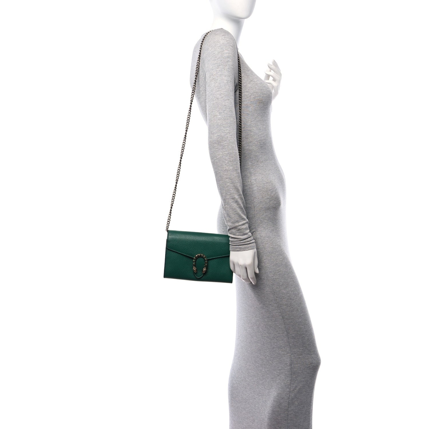Gucci Calfskin Mini Dionysus Chain Wallet Emerald 2 of 11