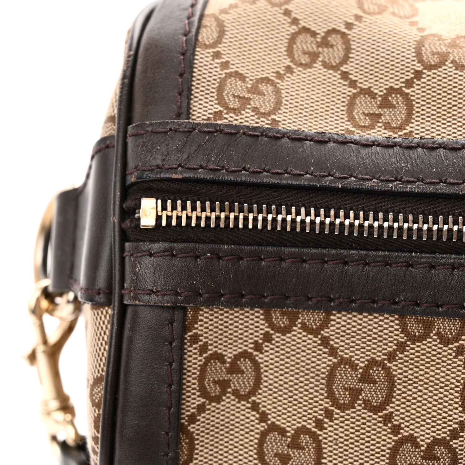 Gucci Monogram Vintage Web Medium Boston Dark Brown 14 of 16