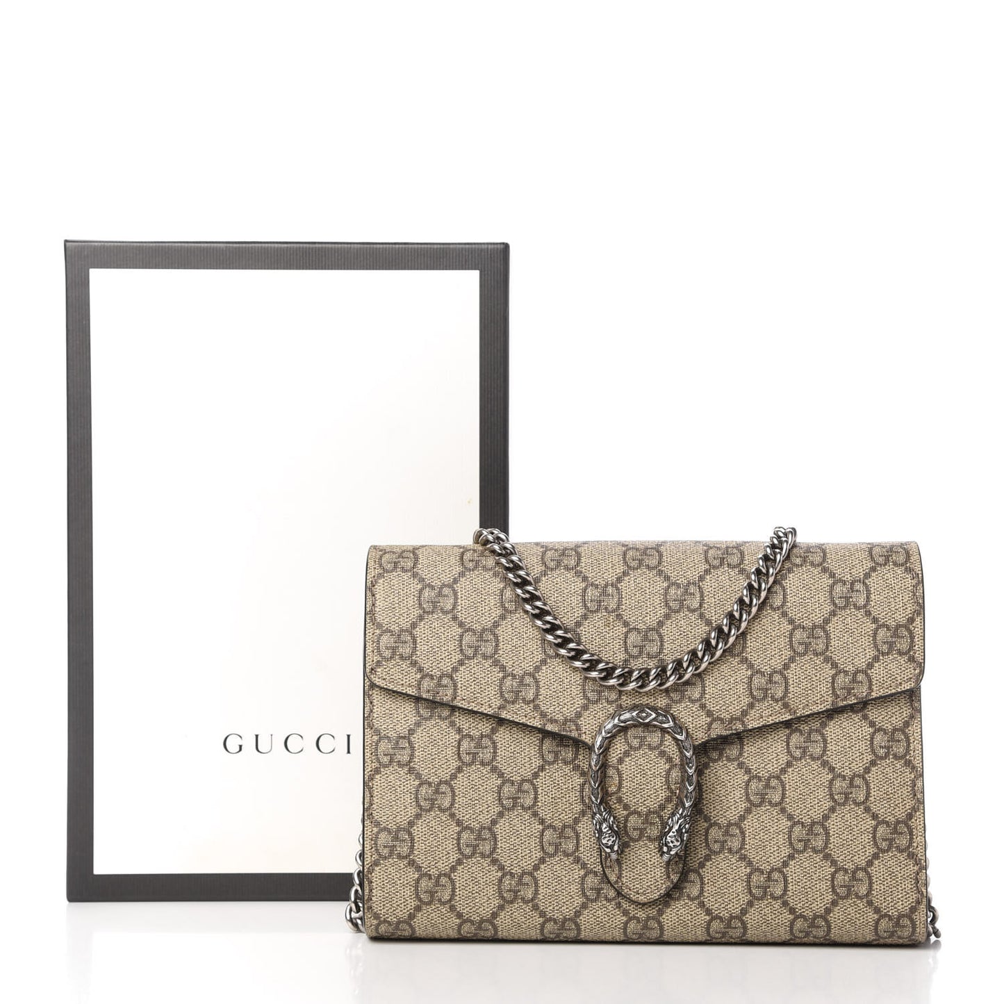 GG Supreme Monogram Mini Dionysus Chain Wallet Beige Black