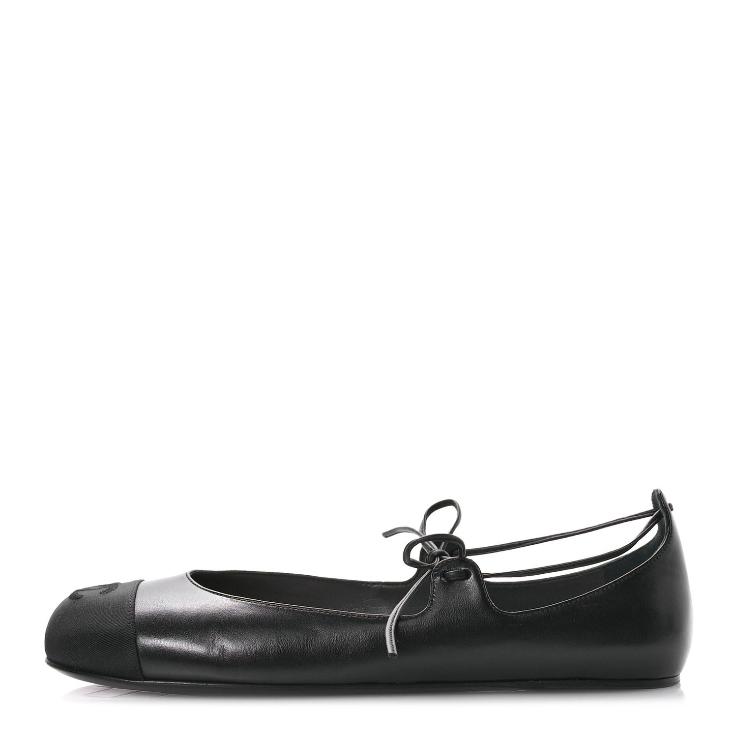 Lambskin Grosgrain Mary Jane Flats 38.5 Black