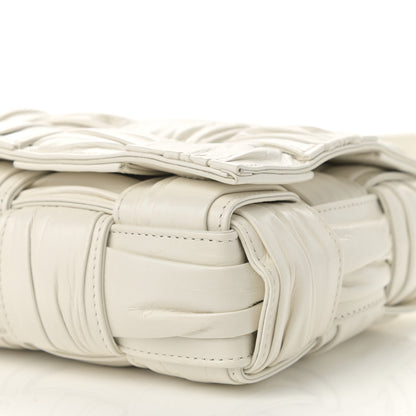 Bottega Veneta Calfskin Intreccio Plisse Cassette Crossbody Bag White 10 of 10