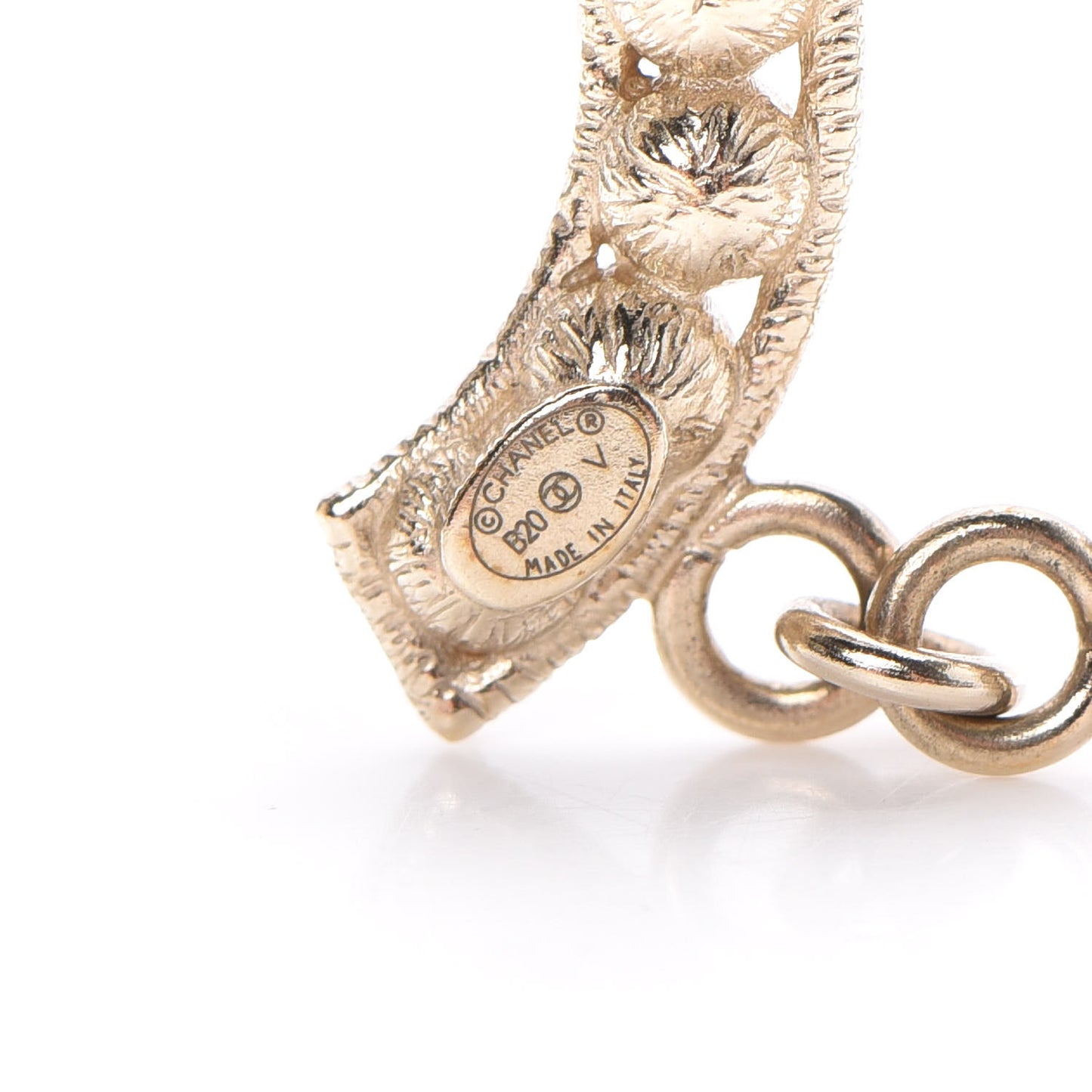 Crystal Cha-Nel Logo Drop Earrings Gold