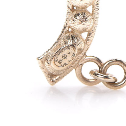 Chanel Crystal Cha-Nel Logo Drop Earrings Gold 4 of 5
