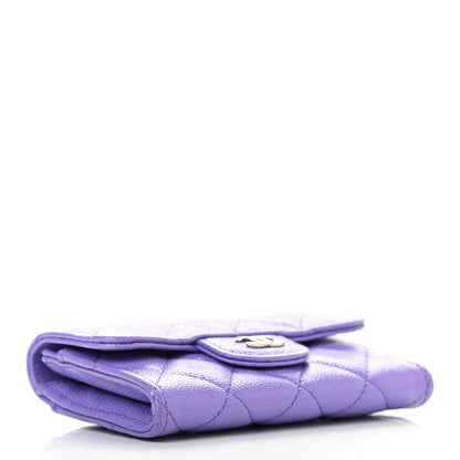 Chanel Caviar Quilted Flap Card Holder Wallet Purple 4 of 8