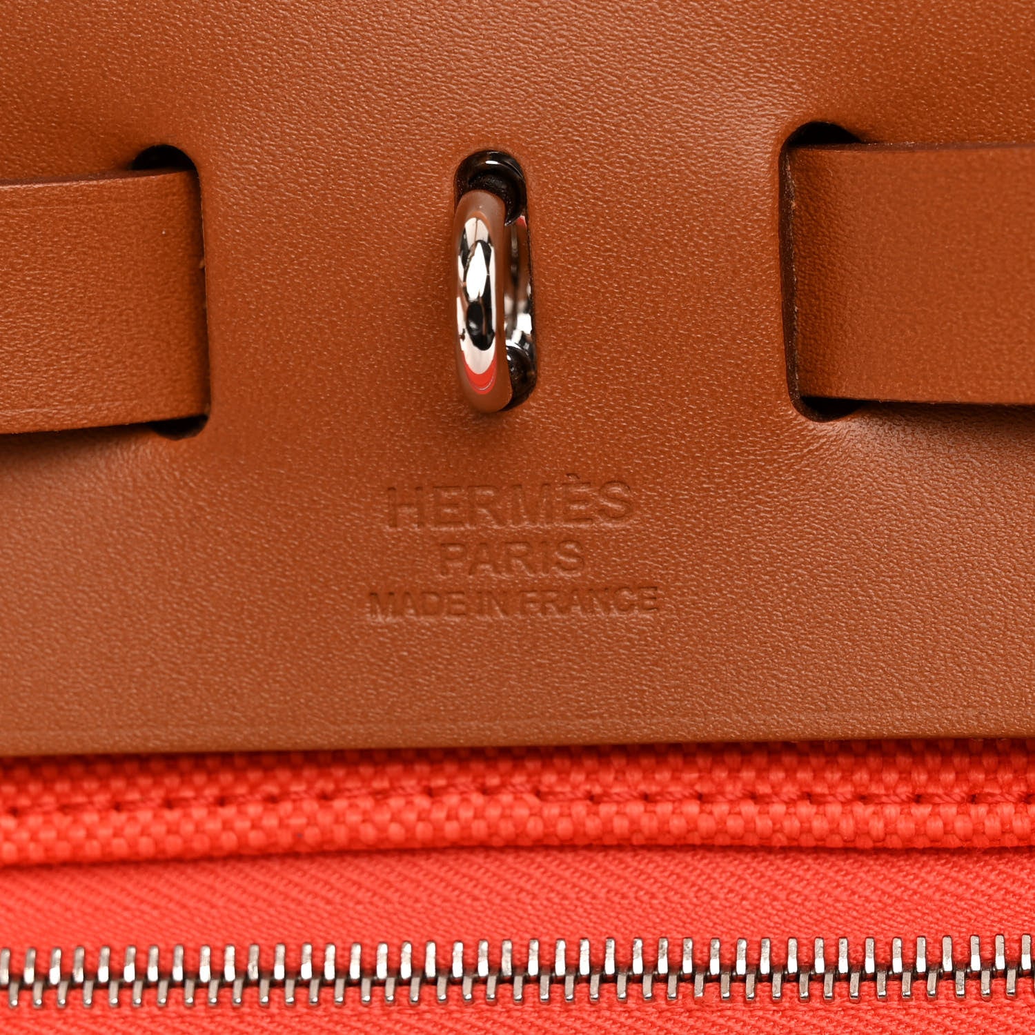 Hermes Vache Hunter Toile Herbag Zip Retourne 31 PM Capucine Fauve 6 of 10