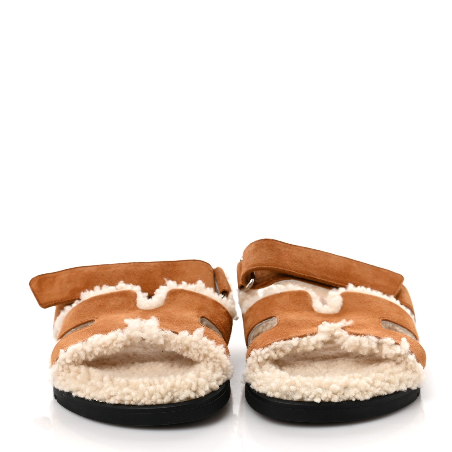 Suede Goatskin Woolskin Womens Chypre Sandals 36 Brun Fume Ecru