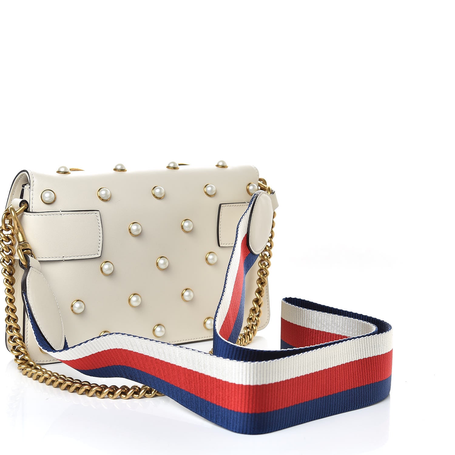 Gucci Nappa Pearl Studded Mini Queen Margaret Broadway Shoulder Bag Mystic White 3 of 10