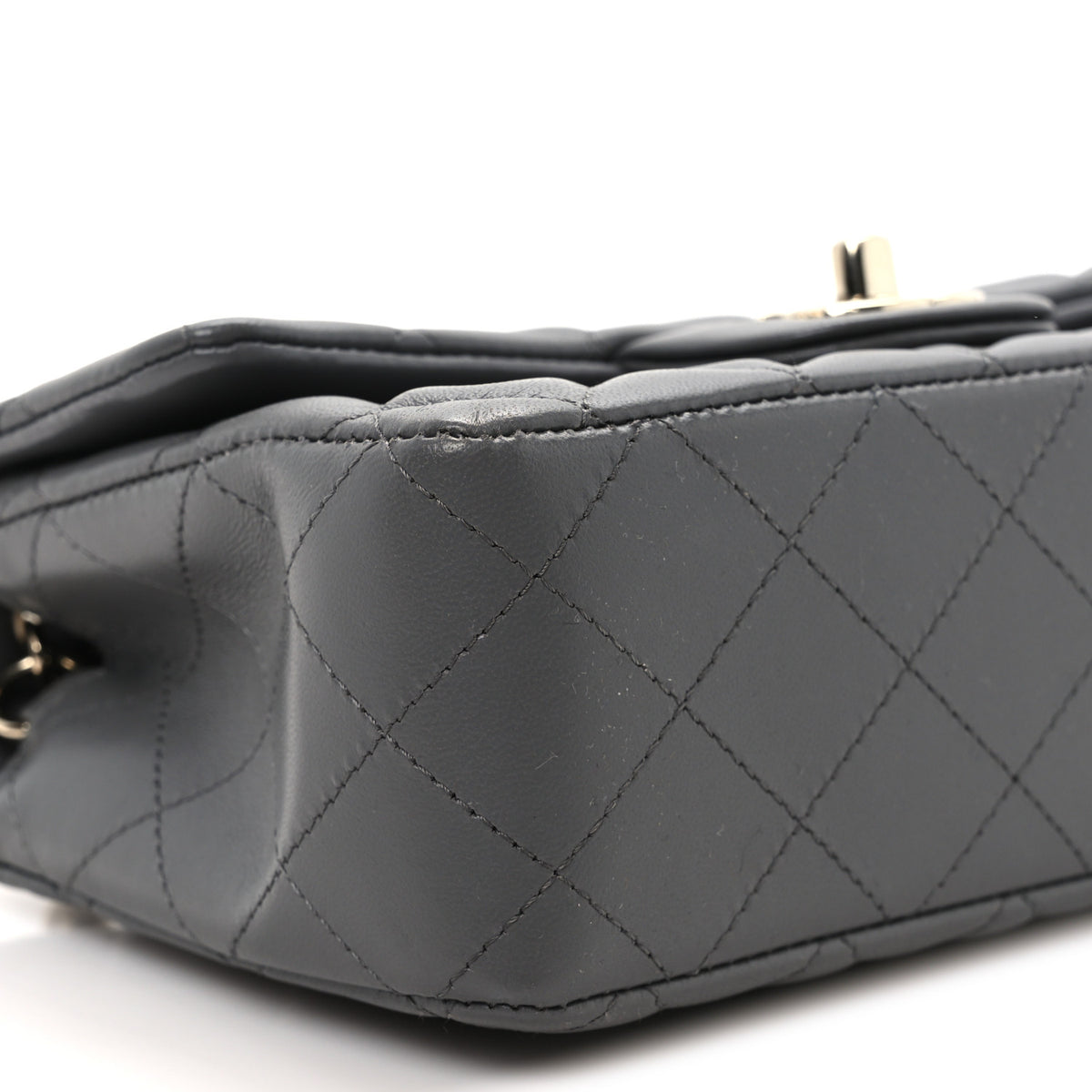 Chanel Lambskin Quilted Mini Rectangular Flap Dark Grey 10 of 12