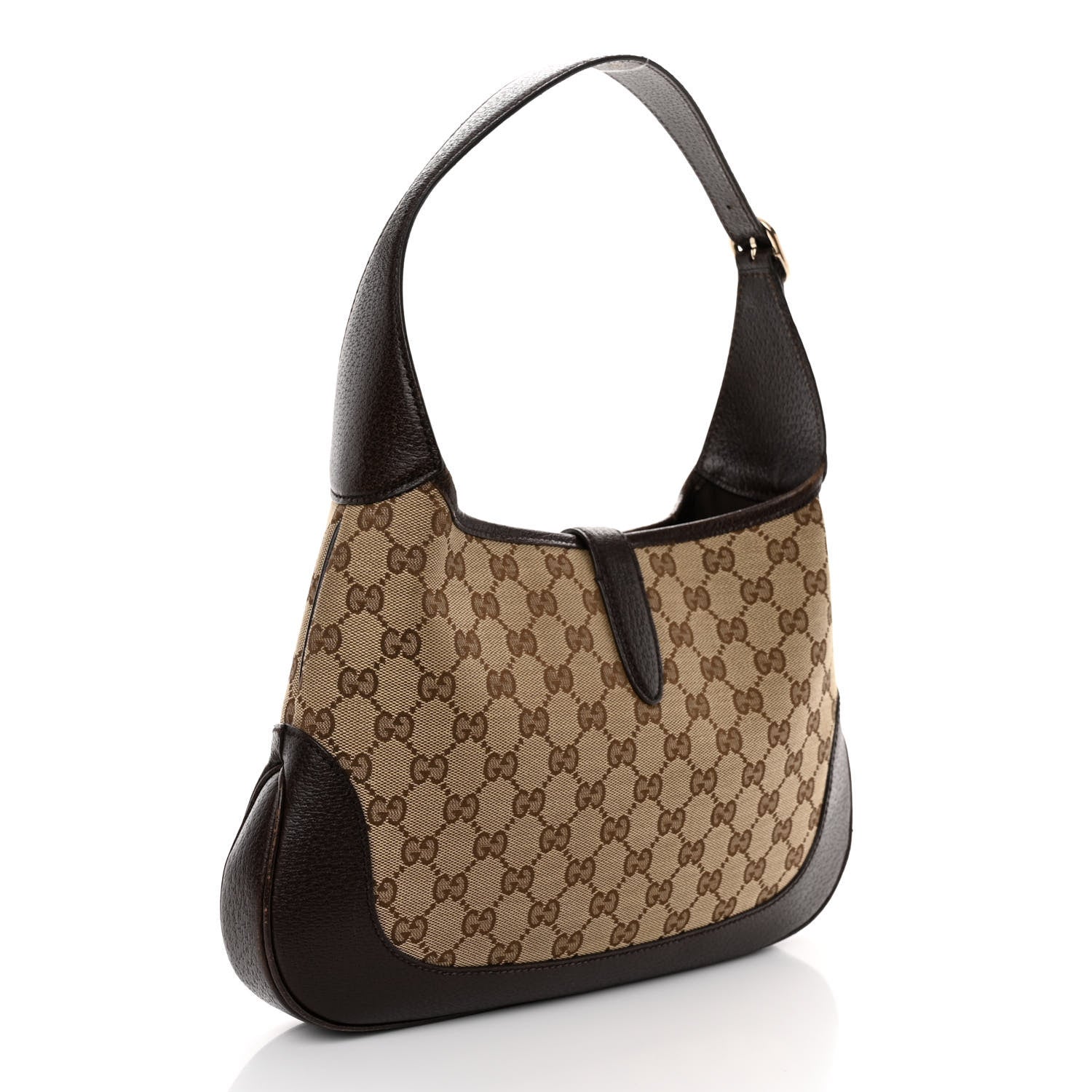 Gucci GG Supreme Monogram Azalea Calfskin Web Medium Jackie 1961 Hobo Beige Ebony Brown Sugar 3 of 11