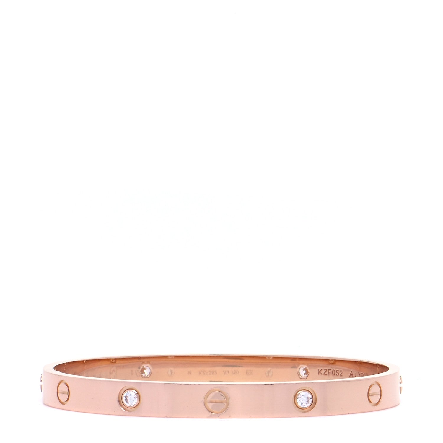 Cartier 18K Pink Gold 4 Diamond LOVE Bracelet 18 1 of 8