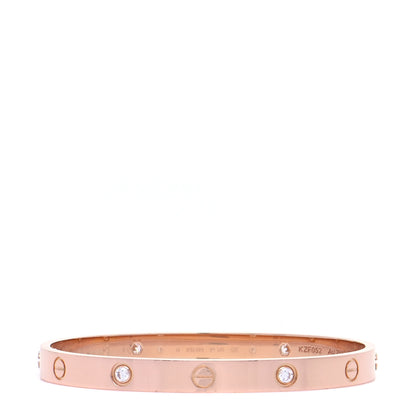 Cartier 18K Pink Gold 4 Diamond LOVE Bracelet 18 1 of 8