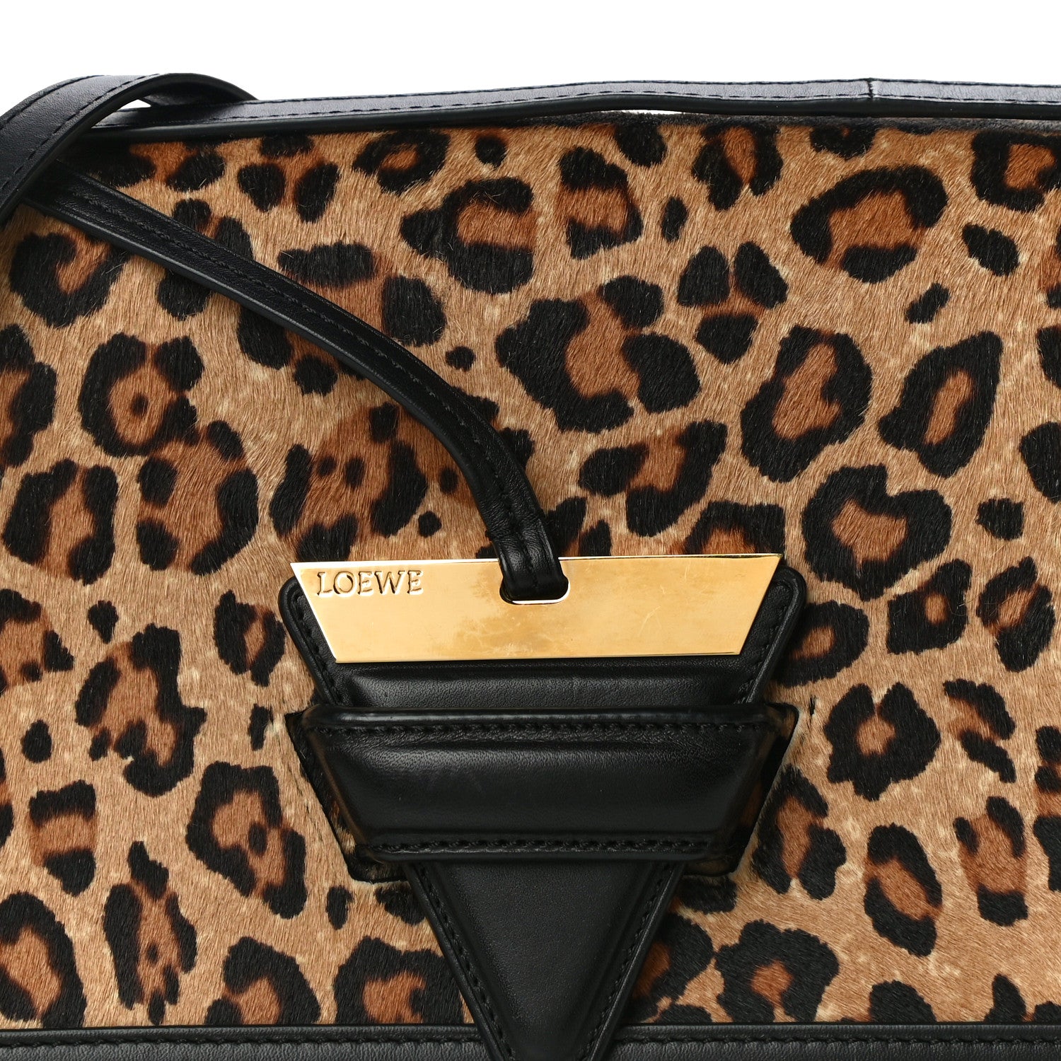 Loewe Calfskin Pony Hair Leopard Print Medium Barcelona Shoulder Bag Black 9 of 11