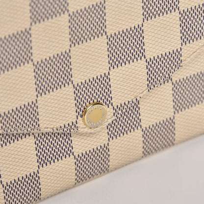 Louis Vuitton Damier Azur Pochette Felicie Chain Wallet Rose Ballerine 15 of 15