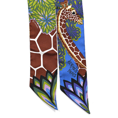 Hermes Silk The Three Graces Twilly Bleu Vert Marron 2 of 4
