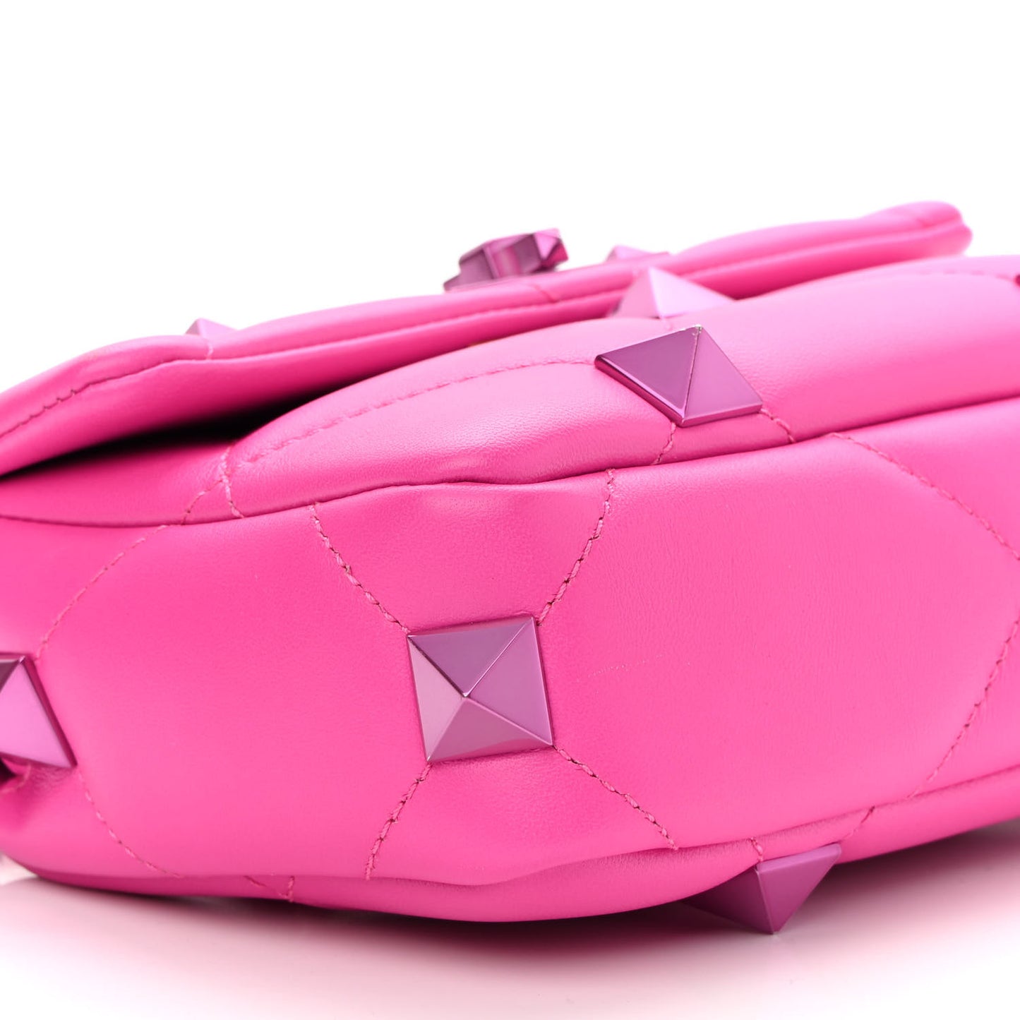 Nappa Lacquer Monochrome Small Roman Stud Shoulder Bag Pink PP
