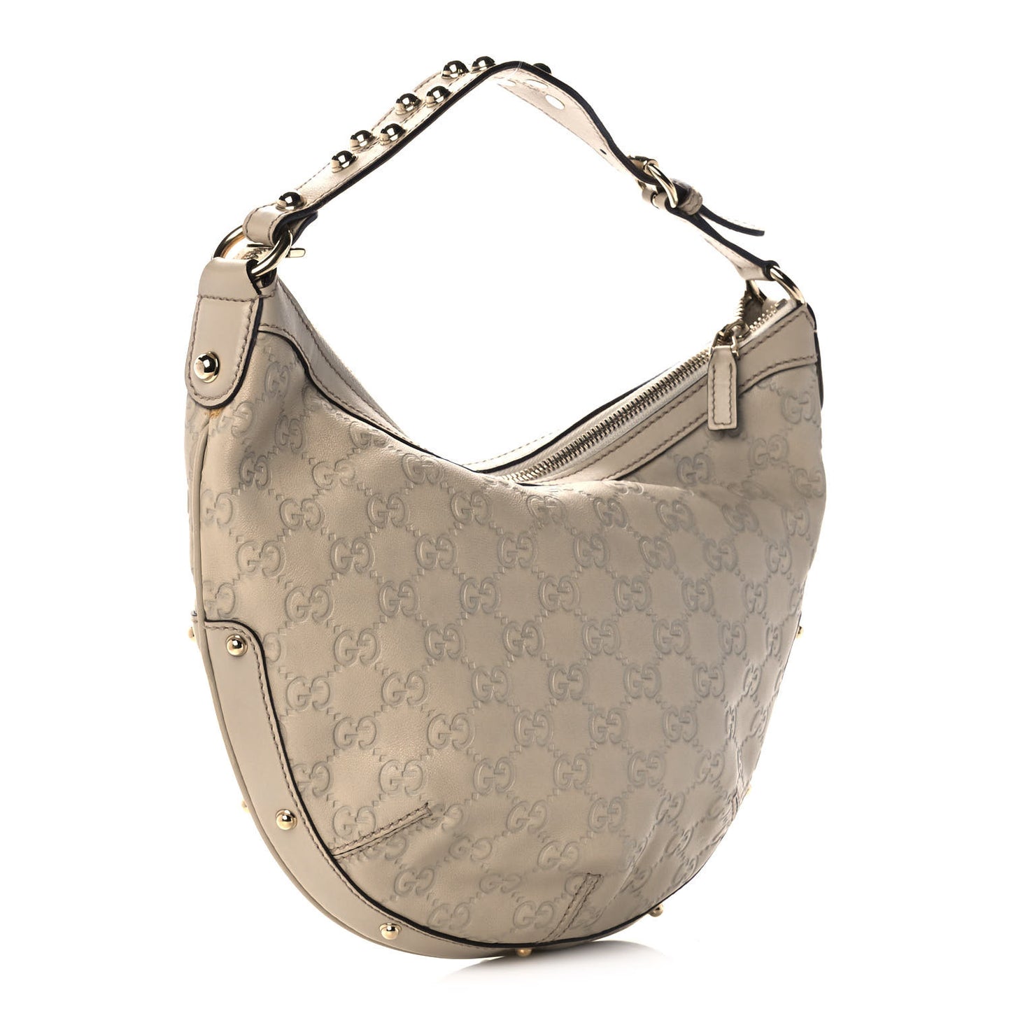 Guccissima Biba Studded Hobo Off White