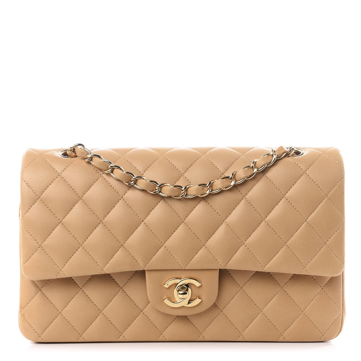 Chanel Lambskin Quilted Medium Double Flap Beige 1 of 9