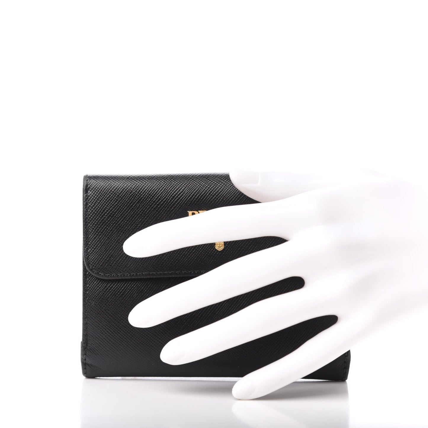 Saffiano Metal Flap Wallet Black