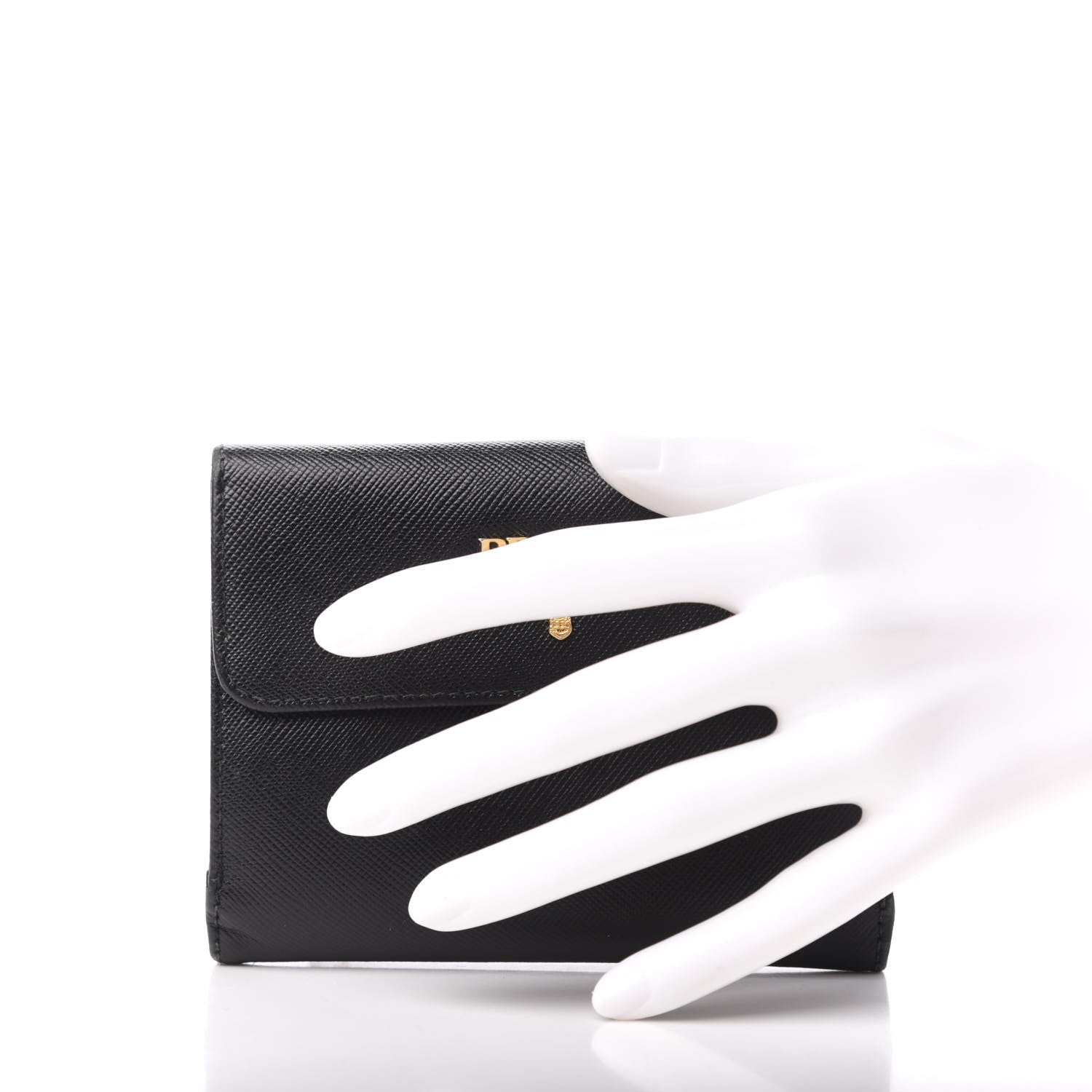 Prada Saffiano Metal Flap Wallet Black 2 of 6