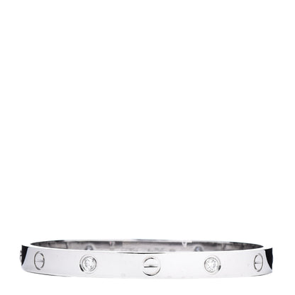 Cartier 18K White Gold 4 Diamond LOVE Bracelet 17 1 of 7
