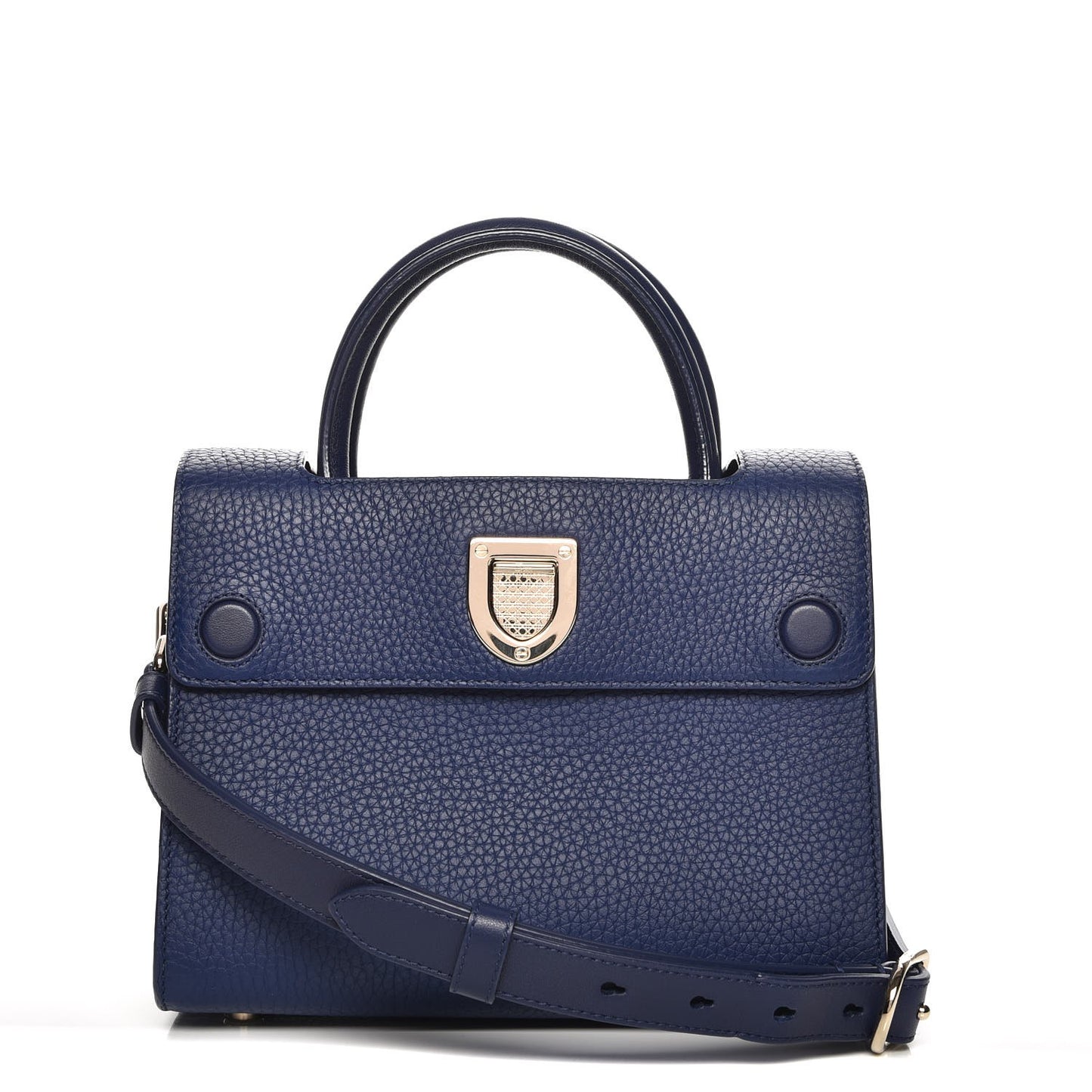 Grained Calfskin Mini Diorever Flap Blue Gris