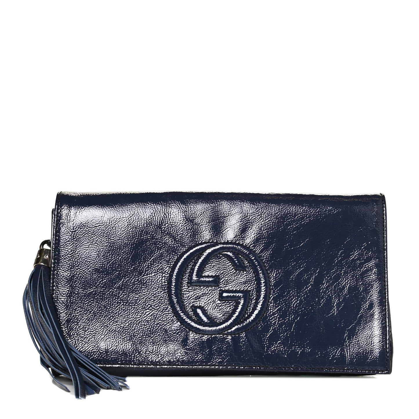 Soft Patent Medium Soho Clutch Uniform Blue