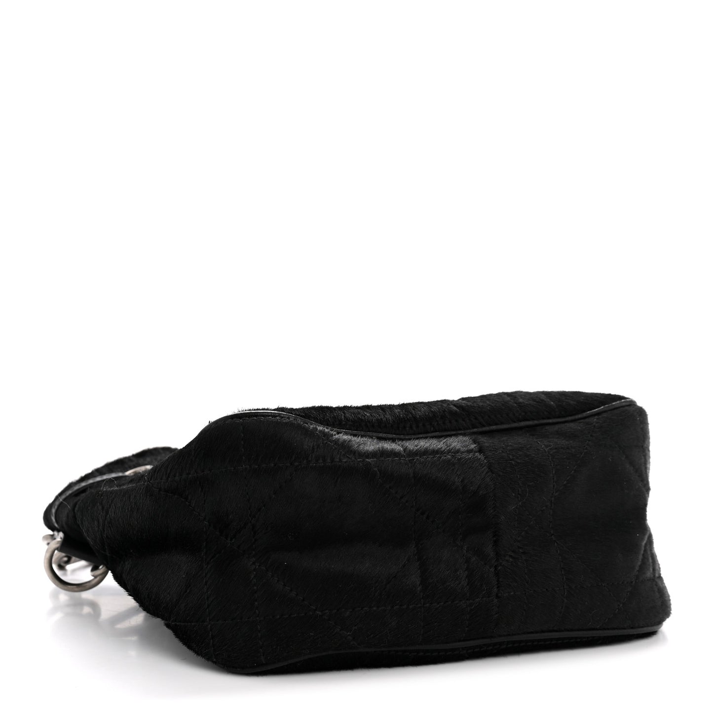 Pony Hair Cannage Drawstring Bag Black