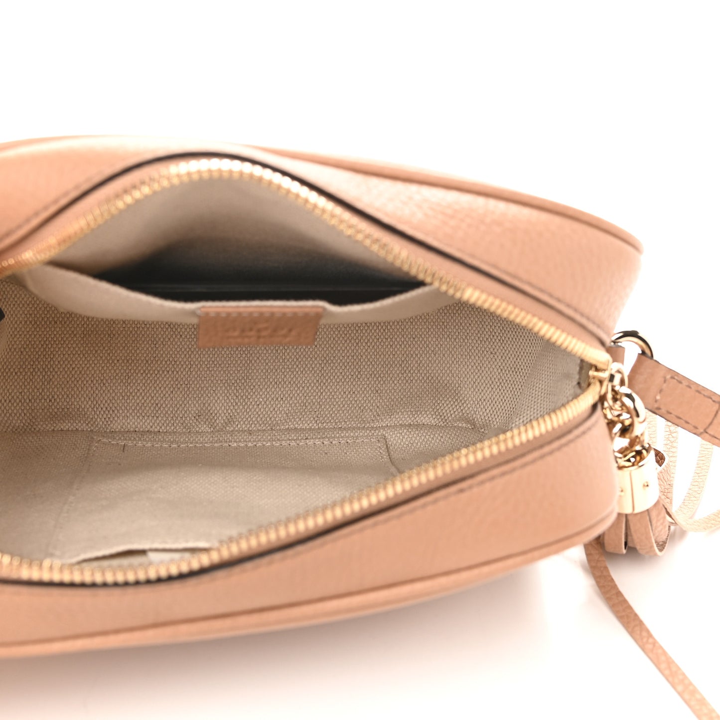 Pebbled Calfskin Small Soho Disco Bag Camelia