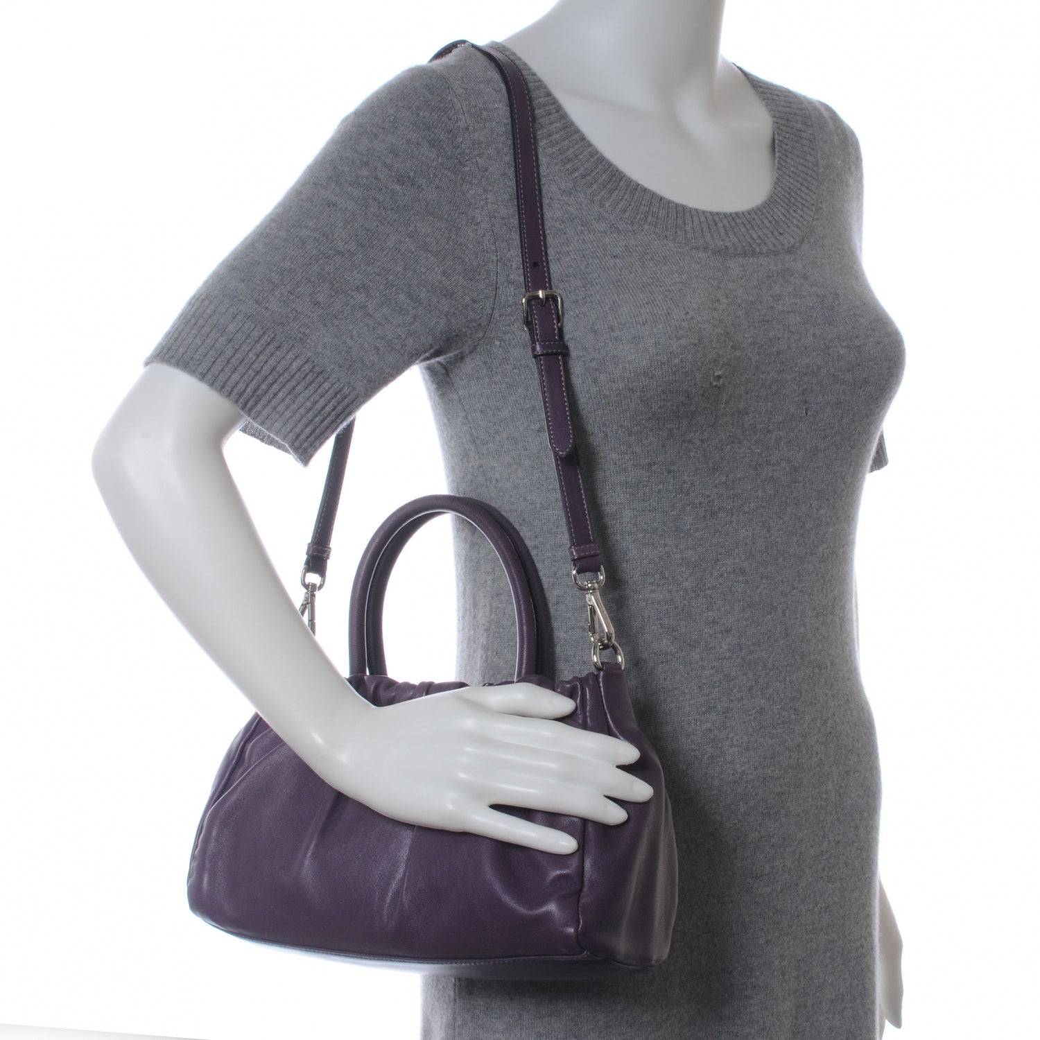 Prada Nappa Leather Bow Satchel Viola 2 of 10