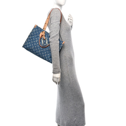 Louis Vuitton Monogram Denim Onthego MM Blue 2 of 9
