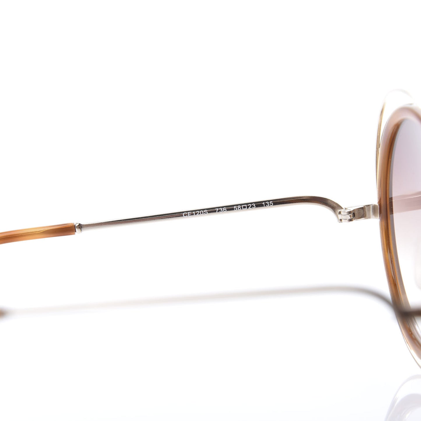 Metal Acetate Oversized Round Carlina Sunglasses CE120S Gold Blonde Havana