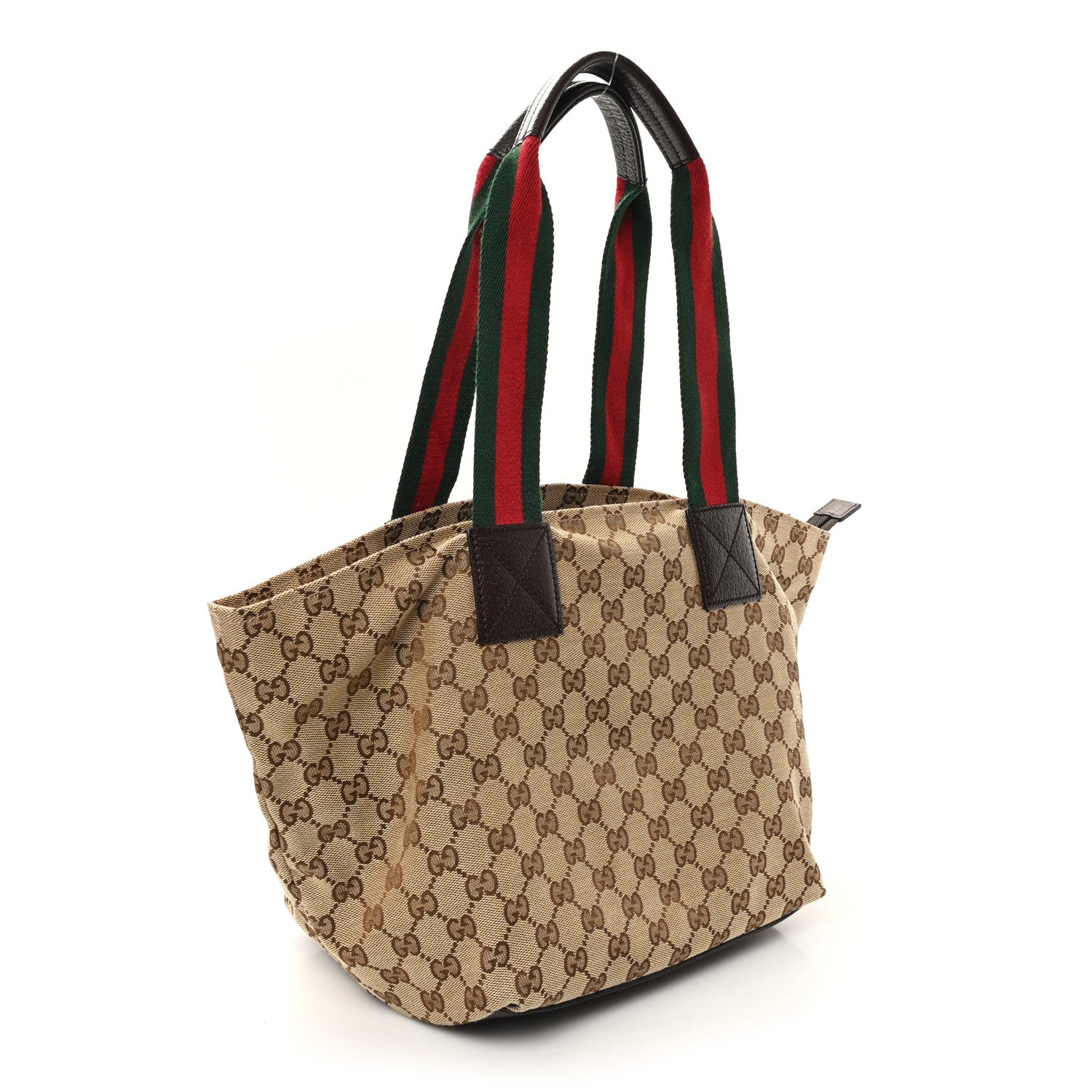 Gucci GG Monogram Medium Web Handle Bucket Tote Dark Brown 3 of 10