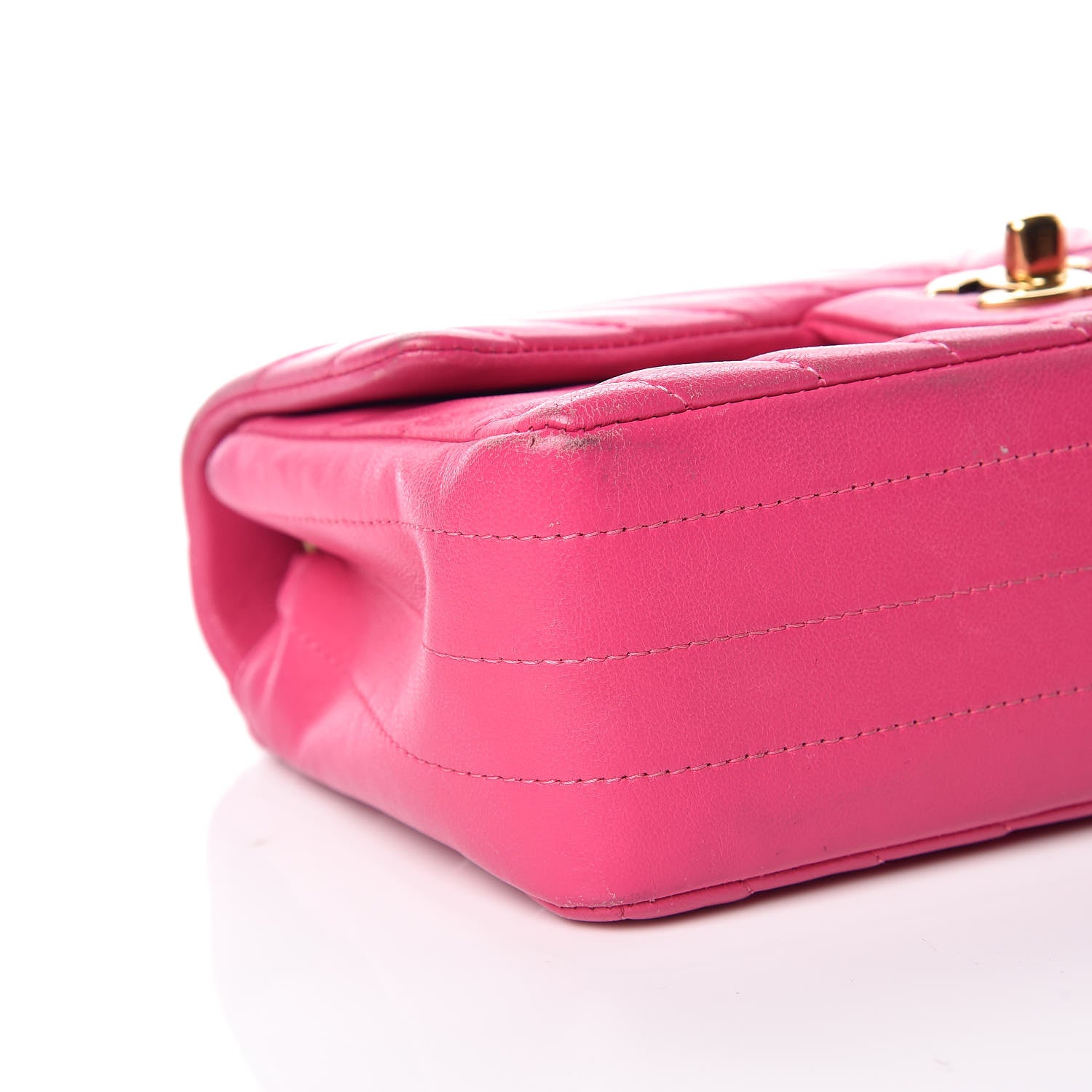 Chanel Lambskin Chevron Quilted Mini Rectangular Flap Fuchsia 13 of 19