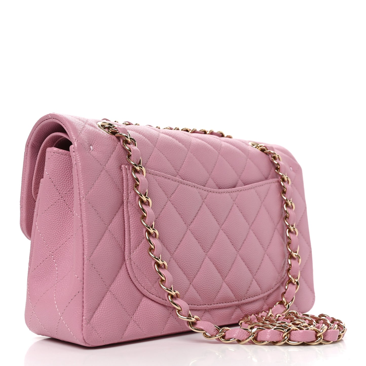 Caviar Quilted Small Double Flap Pink