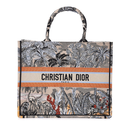 Christian Dior Canvas Embroidered Toile De Jouy Tropicalia Book Tote Denim Blue 1 of 10
