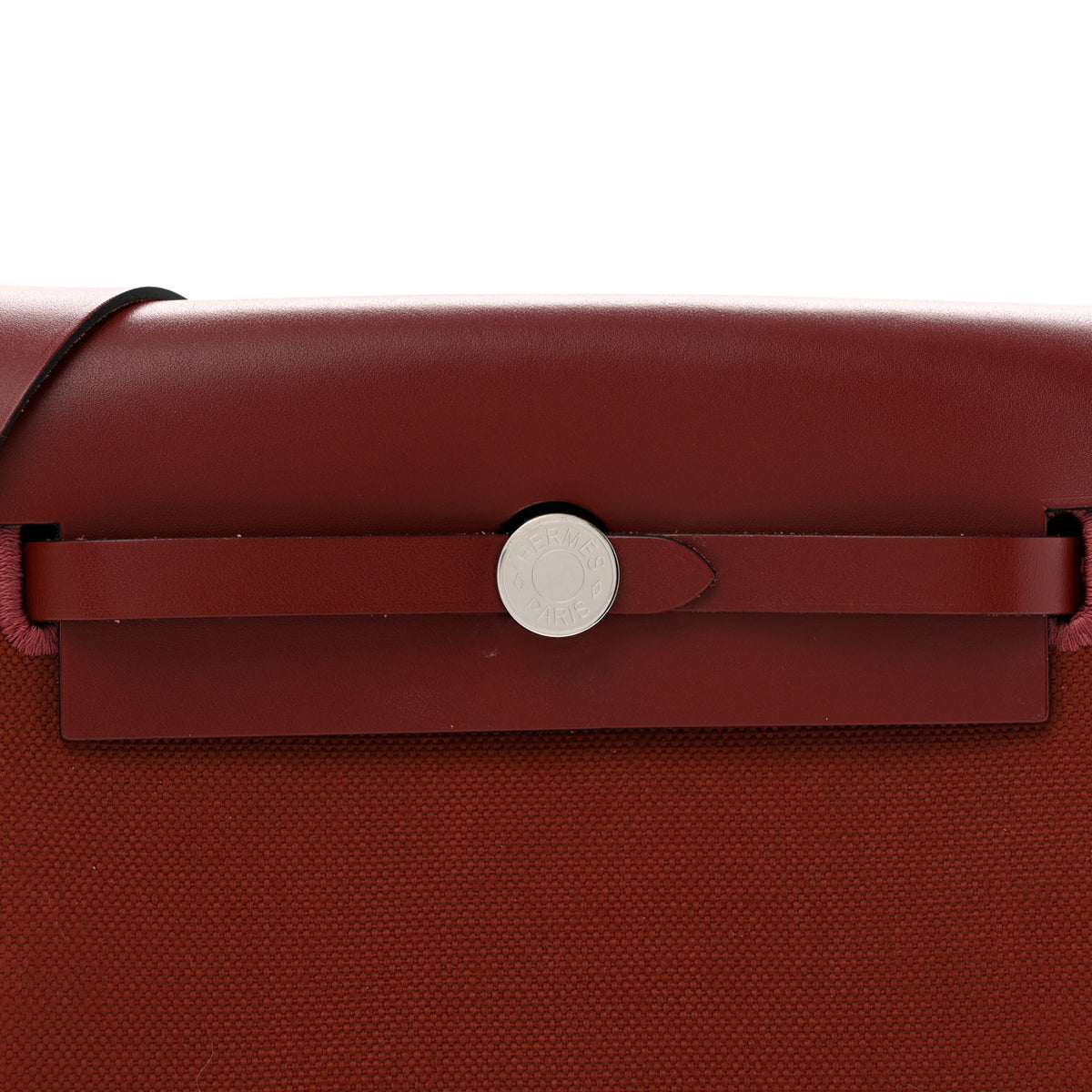 Hermes Military Toile Vache Hunter Herbag Zip Retourne 20 Rouge H 8 of 13