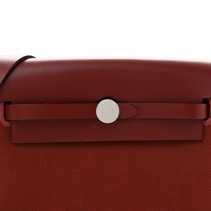 Hermes Military Toile Vache Hunter Herbag Zip Retourne 20 Rouge H 8 of 13