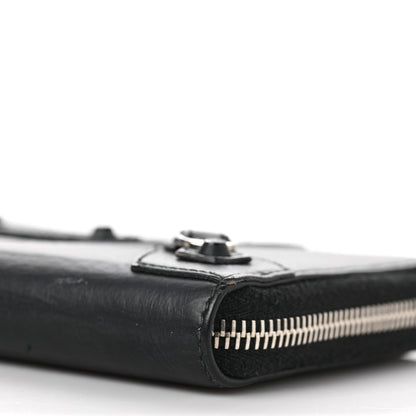 Balenciaga Matte Goatskin Rubber Covered Classic Hardware Continental Zip Around Wallet Black 8 of 10