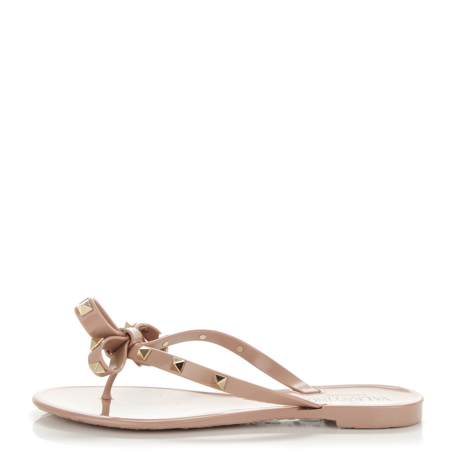 Valentino Garavani PVC Jelly Rockstud Bow Thong Sandals 36 Poudre 1 of 7