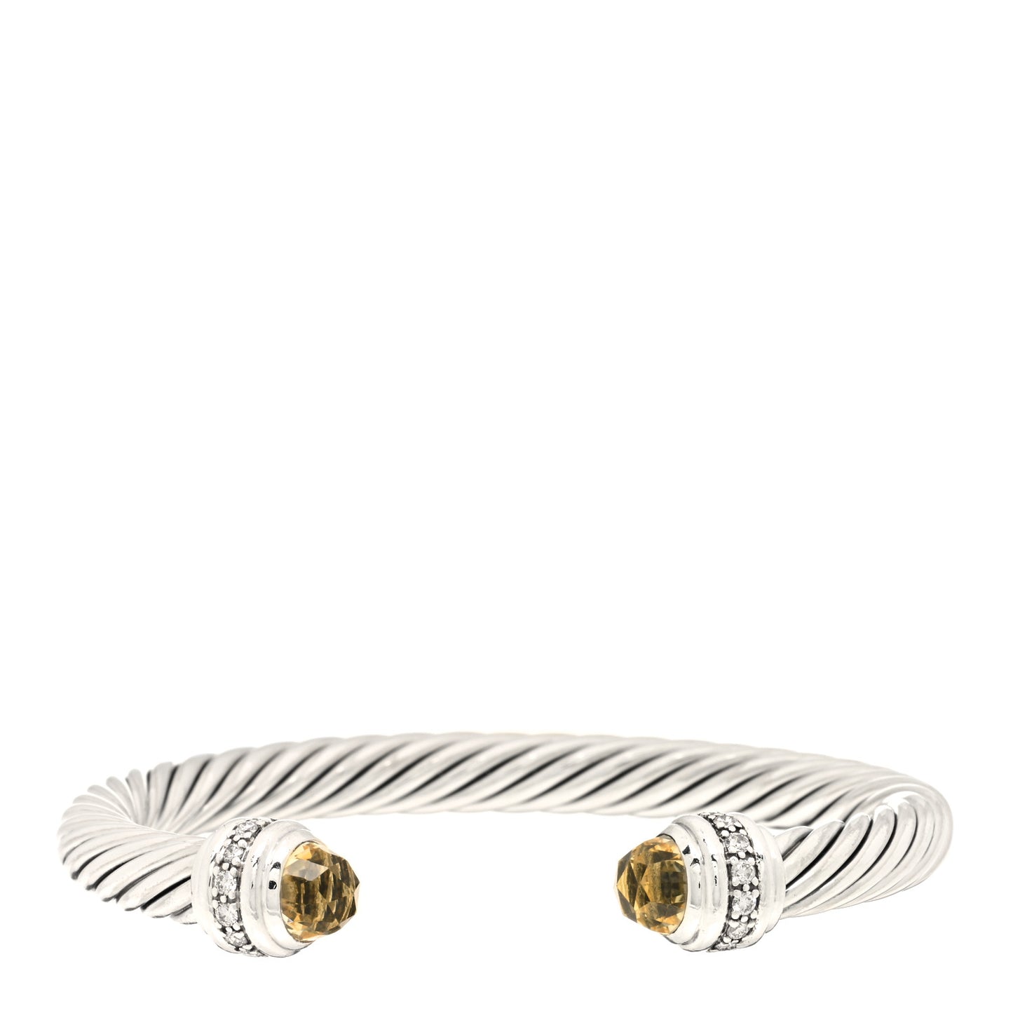 Sterling Silver Diamond Lemon Citrine 7mm Cable Classics Bracelet