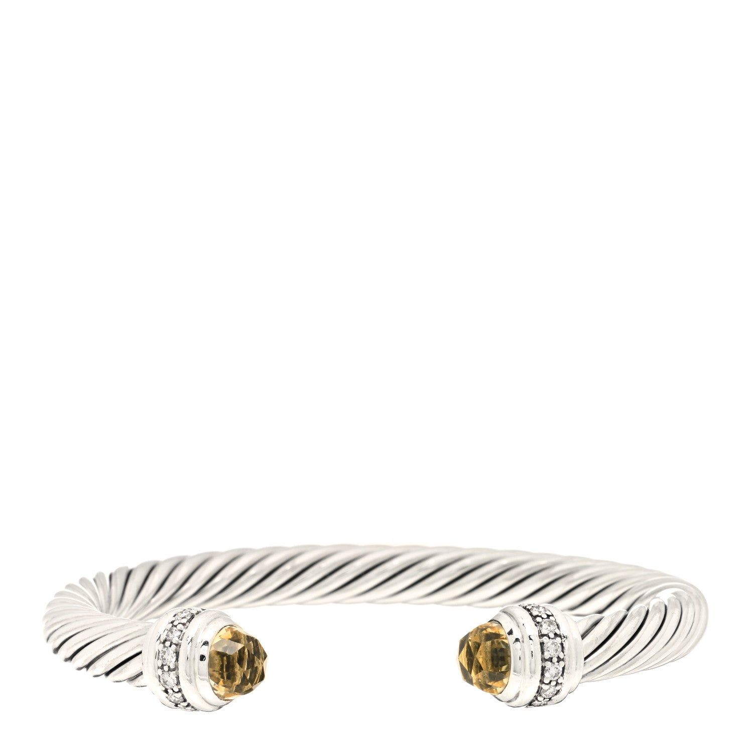 David Yurman Sterling Silver Diamond Lemon Citrine 7mm Cable Classics Bracelet 1 of 3