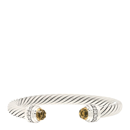David Yurman Sterling Silver Diamond Lemon Citrine 7mm Cable Classics Bracelet 1 of 3