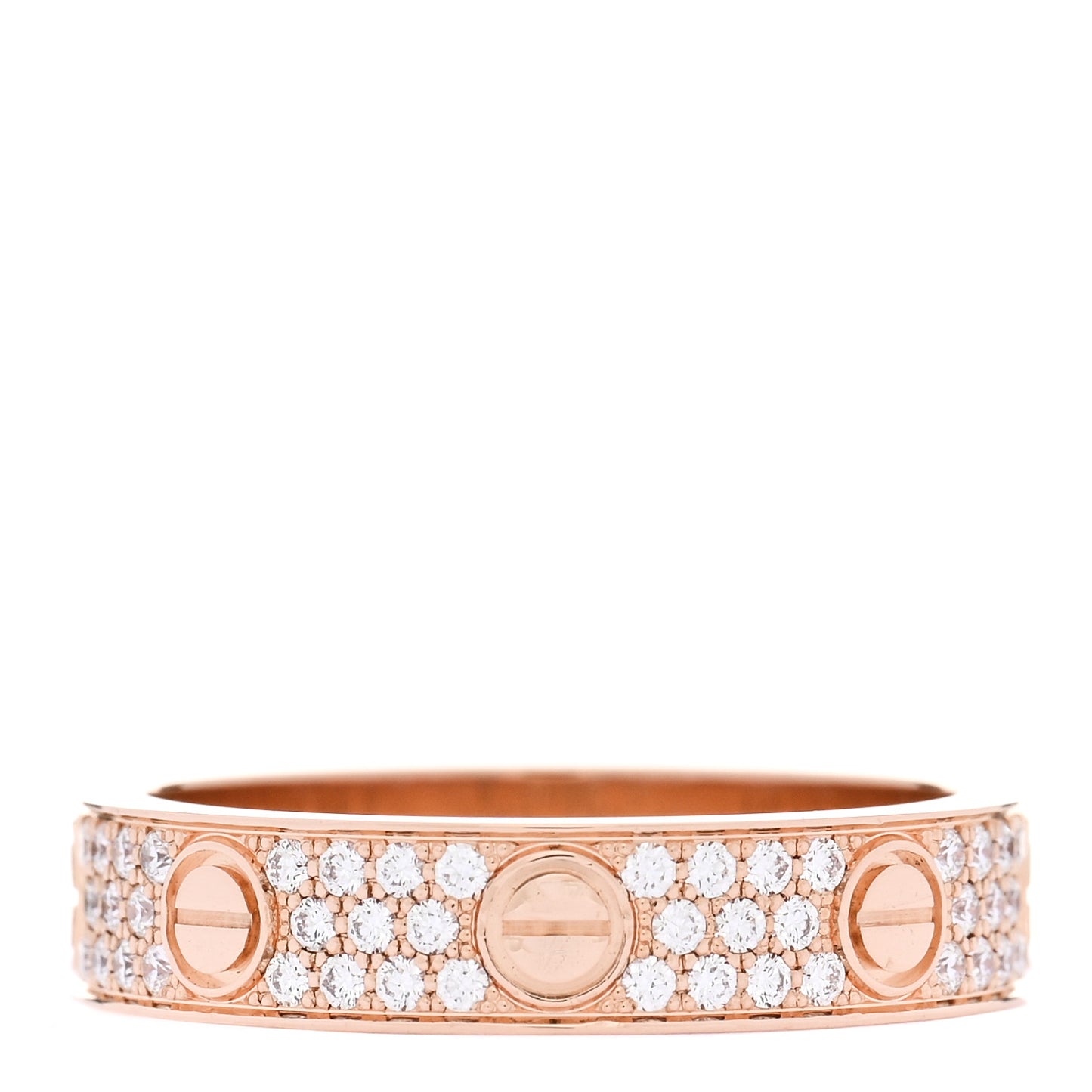 18K Pink Gold Diamond 4mm LOVE Wedding Paved Band Ring 48 4.5