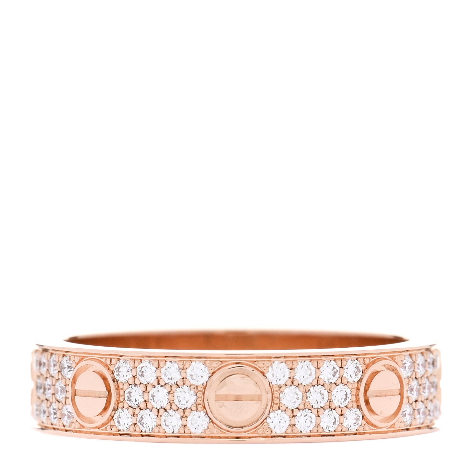 Cartier 18K Pink Gold Diamond 4mm LOVE Wedding Paved Band Ring 48 4.5 3 of 4