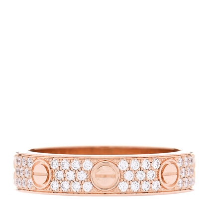 Cartier 18K Pink Gold Diamond 4mm LOVE Wedding Paved Band Ring 48 4.5 3 of 4