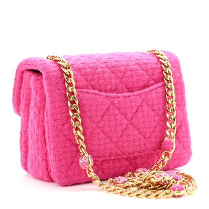 Chanel Cashmere Tweed Quilted Mini Bijoux Flap Fuchsia 3 of 11