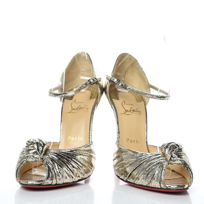 Christian Louboutin Metallic Nappa Marchavekel Knot Sandals 37.5 Gold 6 of 9