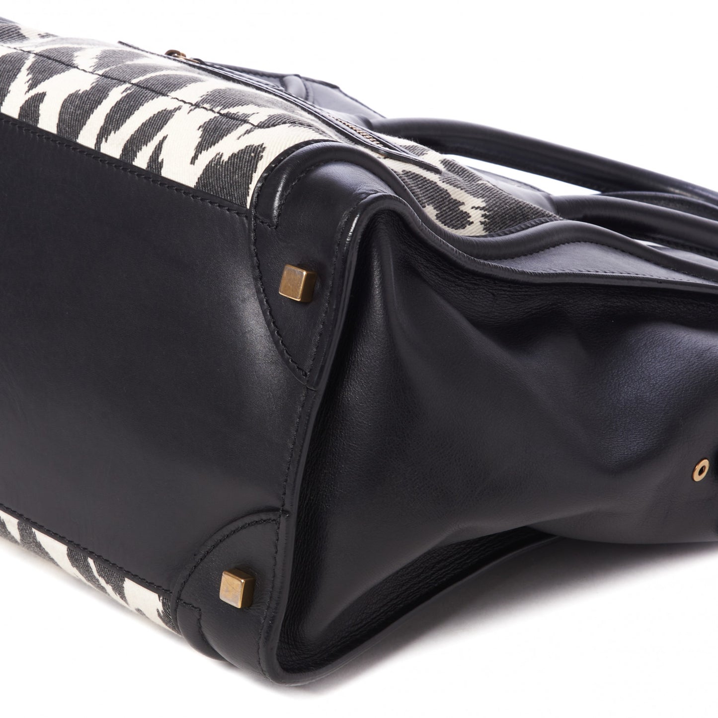 Canvas Smooth Calfskin Leopard Print Mini Luggage Black