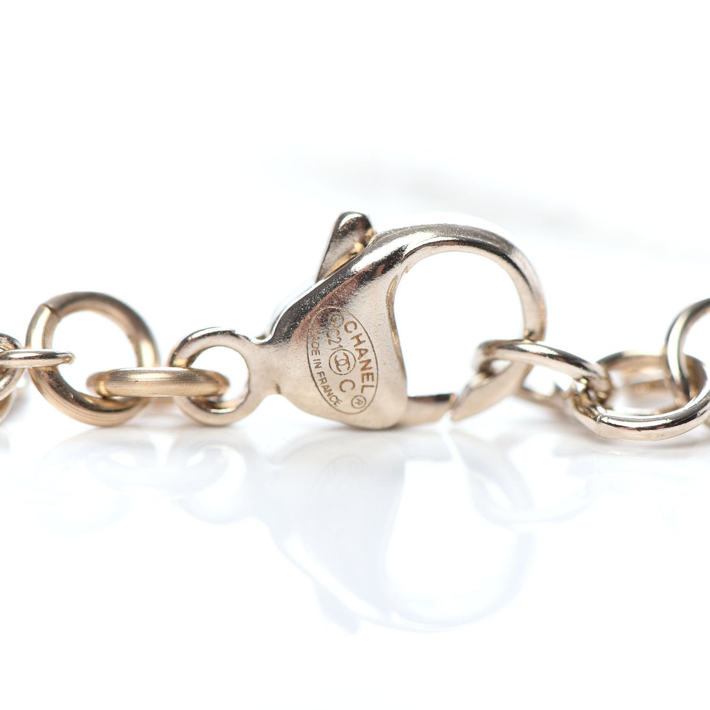 Pearl Crystal CC Bracelet Gold