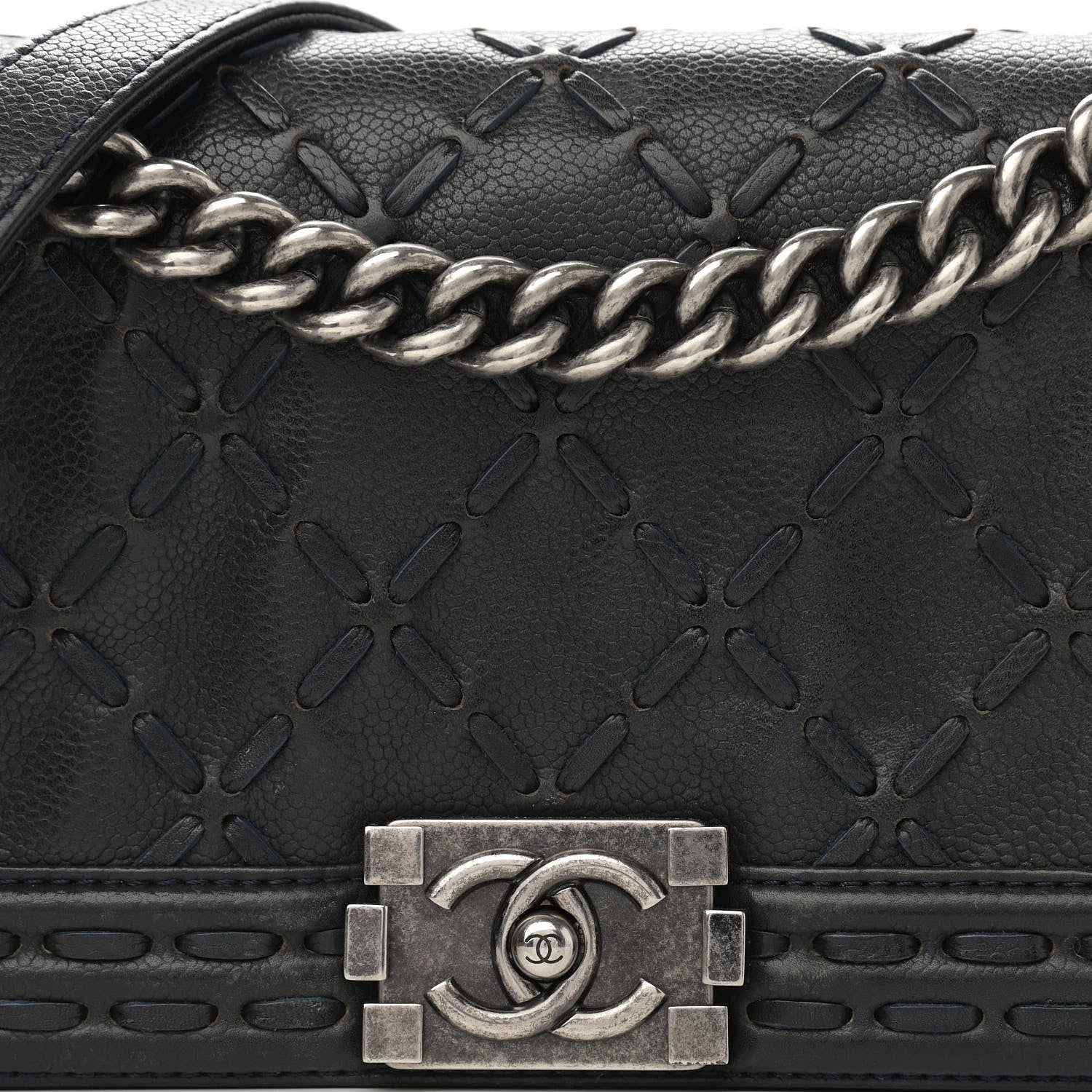 Chanel Caviar Stitched Medium Boy Flap Blue 8 of 10